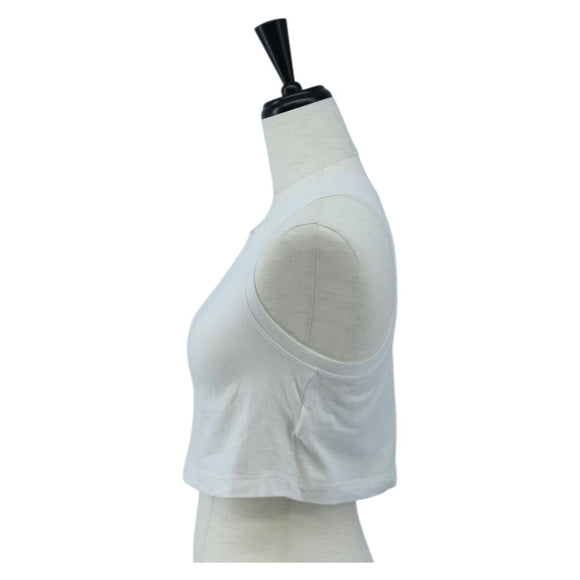 FENDI Cropped Tank Top Cotton White Pink Auth 202322M