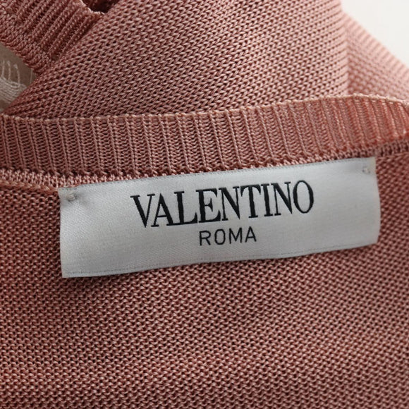 VALENTINO Short-sleeved Top Rayon Pink White Auth 202323M