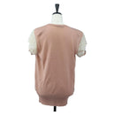 VALENTINO Short-sleeved Top Rayon Pink White Auth 202323M-2