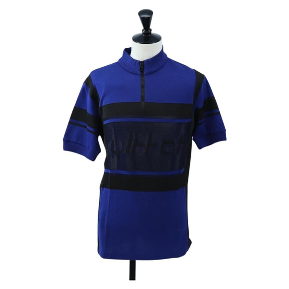 LOUIS VUITTON Jacquard Cycling Tops cotton ""L"" Blue Black LV Auth 202325M