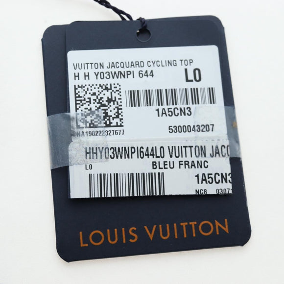 LOUIS VUITTON Jacquard Cycling Tops cotton ""L"" Blue Black LV Auth 202325M