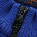 LOUIS VUITTON Jacquard Cycling Tops cotton ""L"" Blue Black LV Auth 202325M-8