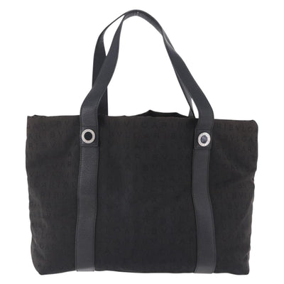 BVLGARI Logo Mania Tote Bag Canvas Black Silver Auth 202329 - 0
