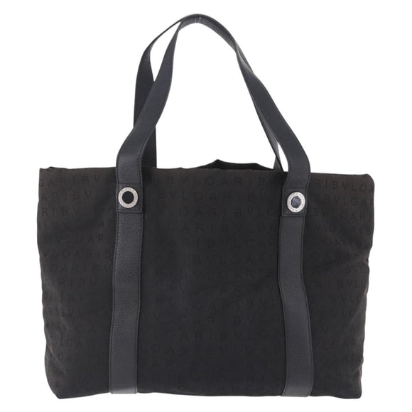 BVLGARI Logo Mania Tote Bag Canvas Black Silver Auth 202329