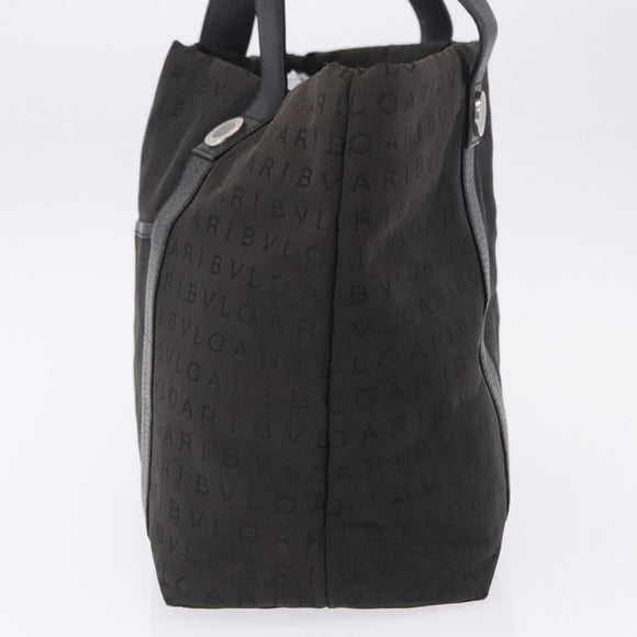BVLGARI Logo Mania Tote Bag Canvas Black Silver Auth 202329