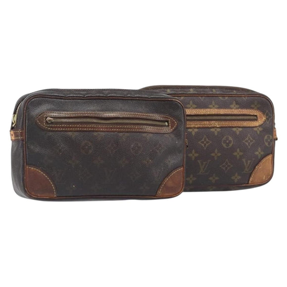 LOUIS VUITTON Monogram Marly Dragonne GM Clutch Bag 2 Set M51825 LV Auth 202425