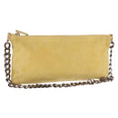 PRADA Chain Shoulder Bag Suede Yellow Gold Auth 202450-1