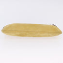 PRADA Chain Shoulder Bag Suede Yellow Gold Auth 202450-11
