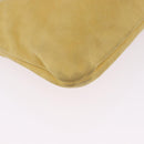 PRADA Chain Shoulder Bag Suede Yellow Gold Auth 202450-12