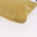 PRADA Chain Shoulder Bag Suede Yellow Gold Auth 202450-13