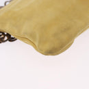 PRADA Chain Shoulder Bag Suede Yellow Gold Auth 202450-14
