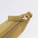 PRADA Chain Shoulder Bag Suede Yellow Gold Auth 202450-17