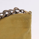 PRADA Chain Shoulder Bag Suede Yellow Gold Auth 202450-18