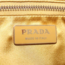 PRADA Chain Shoulder Bag Suede Yellow Gold Auth 202450-19