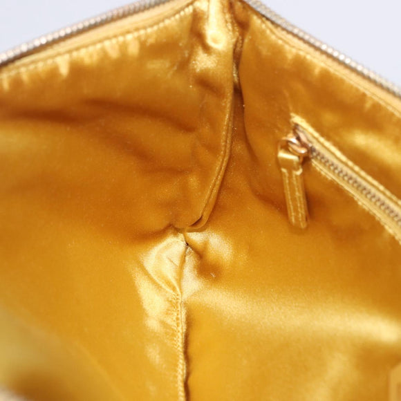 PRADA Chain Shoulder Bag Suede Yellow Gold Auth 202450