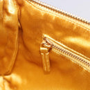 PRADA Chain Shoulder Bag Suede Yellow Gold Auth 202450-24