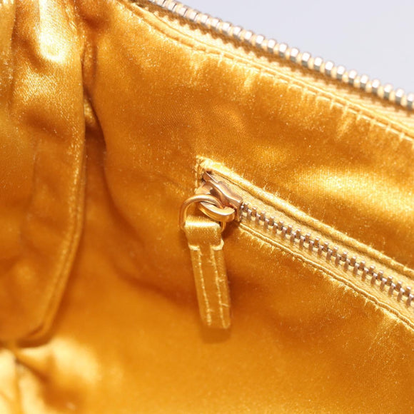 PRADA Chain Shoulder Bag Suede Yellow Gold Auth 202450