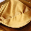 PRADA Chain Shoulder Bag Suede Yellow Gold Auth 202450-25