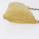 PRADA Chain Shoulder Bag Suede Yellow Gold Auth 202450-5