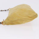 PRADA Chain Shoulder Bag Suede Yellow Gold Auth 202450-6