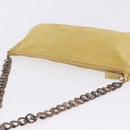 PRADA Chain Shoulder Bag Suede Yellow Gold Auth 202450-7