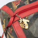 Salvatore Ferragamo Shoulder Bag Coated Canvas Red Gold Auth 202451-10