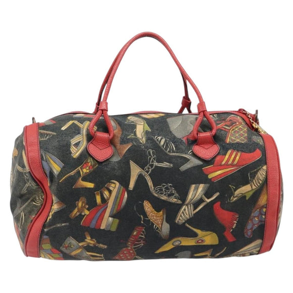 Salvatore Ferragamo Shoulder Bag Coated Canvas Red Gold Auth 202451