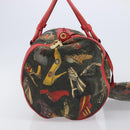 Salvatore Ferragamo Shoulder Bag Coated Canvas Red Gold Auth 202451-4