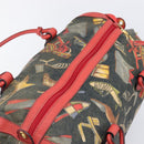 Salvatore Ferragamo Shoulder Bag Coated Canvas Red Gold Auth 202451-6