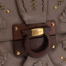 Salvatore Ferragamo Gancini Shoulder Bag Leather Brown Gold Auth 202452A-15