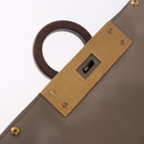 Salvatore Ferragamo Gancini Shoulder Bag Leather Brown Gold Auth 202452A-17