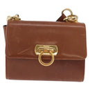 Salvatore Ferragamo Gancini Shoulder Bag Leather Brown Gold Auth 202457-2
