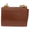 Salvatore Ferragamo Gancini Shoulder Bag Leather Brown Gold Auth 202457-3