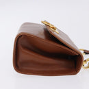 Salvatore Ferragamo Gancini Shoulder Bag Leather Brown Gold Auth 202457-5