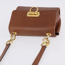 Salvatore Ferragamo Gancini Shoulder Bag Leather Brown Gold Auth 202457-7