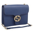 GUCCI Interlocking G Chain Shoulder Bag Leather Blue Gold 510304 Auth 202459V-1