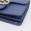 GUCCI Interlocking G Chain Shoulder Bag Leather Blue Gold 510304 Auth 202459V-10