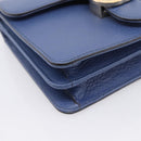 GUCCI Interlocking G Chain Shoulder Bag Leather Blue Gold 510304 Auth 202459V-11