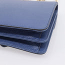 GUCCI Interlocking G Chain Shoulder Bag Leather Blue Gold 510304 Auth 202459V-12