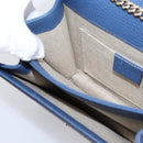 GUCCI Interlocking G Chain Shoulder Bag Leather Blue Gold 510304 Auth 202459V-19