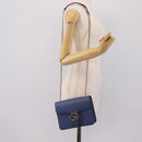 GUCCI Interlocking G Chain Shoulder Bag Leather Blue Gold 510304 Auth 202459V-23