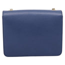 GUCCI Interlocking G Chain Shoulder Bag Leather Blue Gold 510304 Auth 202459V-3