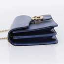GUCCI Interlocking G Chain Shoulder Bag Leather Blue Gold 510304 Auth 202459V-4