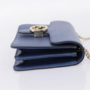 GUCCI Interlocking G Chain Shoulder Bag Leather Blue Gold 510304 Auth 202459V-5