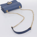 GUCCI Interlocking G Chain Shoulder Bag Leather Blue Gold 510304 Auth 202459V-7