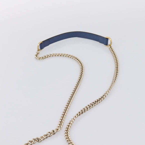 GUCCI Interlocking G Chain Shoulder Bag Leather Blue Gold 510304 Auth 202459V