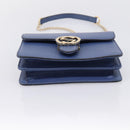 GUCCI Interlocking G Chain Shoulder Bag Leather Blue Gold 510304 Auth 202459V-9