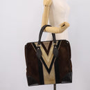 LOUIS VUITTON Kabainsbruck Hand Bag Suede Brown Silver M95245 LV Auth 202462A-21