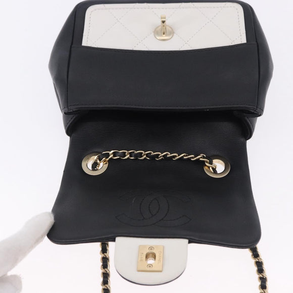 CHANEL Matelasse Chain Shoulder Bag Lamb Skin Black Gold CC Auth 202464SAM