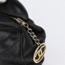 CHANEL V Stitch Hand Bag Leather Black Gold CC Auth 202466-17